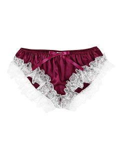 Buy MSemis Sissy Panties Men Satin Lace Frilly Ruffled Bikini Briefs