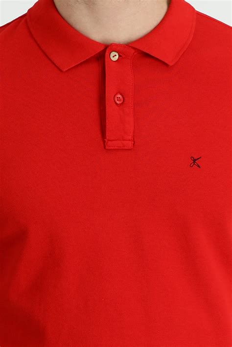 Bayrak Kirmizi Polo Yaka Slim Fit Dar Kesim Nakışlı Pamuk Tişört