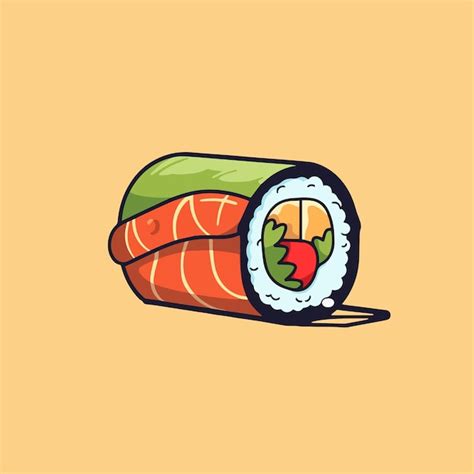 Ilustraci N De Icono De Dibujos Animados De Vector De Sushi Con Carne