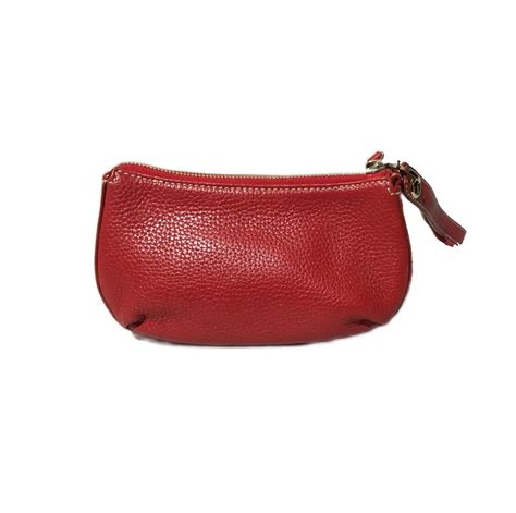 Coach Vintage Legacy Red Leather Wear Zip Clutch Wris Gem