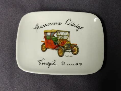 ANCIEN CENDRIER VIDE POCHE En PORCELAINE VIRAZEIL ANCIENNE AUTOMOBILE