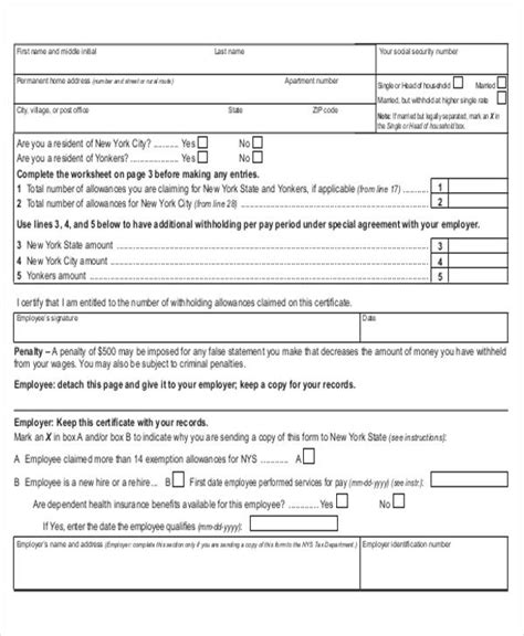 Free 9 Sample Employee Tax Forms In Ms Word Pdf