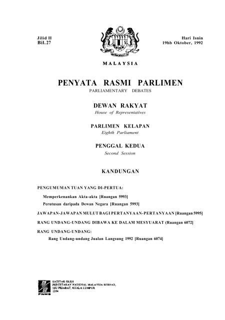 Penyata Rasmi Parlimen Parlimen Malaysia