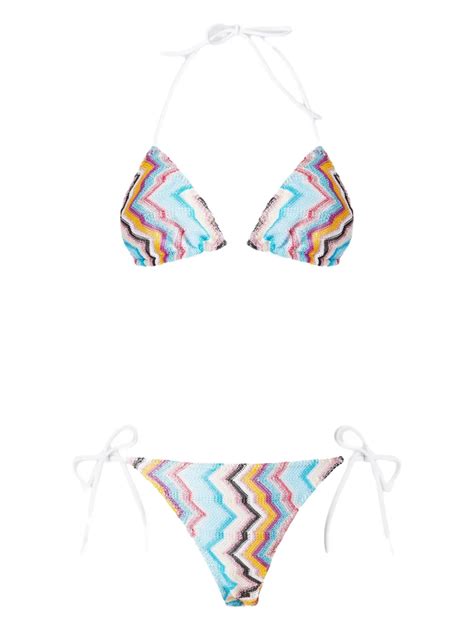 Missoni Zigzag Pattern Bikini In Gray Modesens