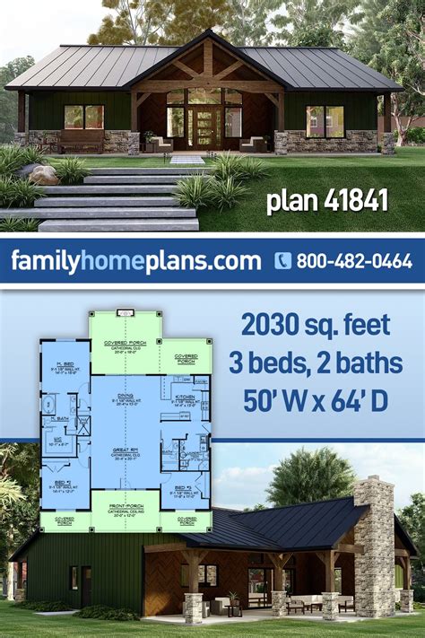 Plan 41841 Craftsman Style House Plan With Open Concept And Split