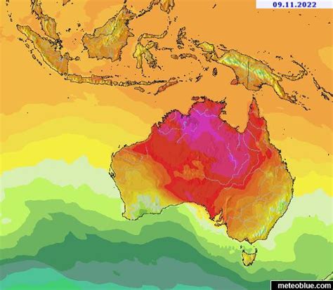 Oceania - Temperature - meteoblue