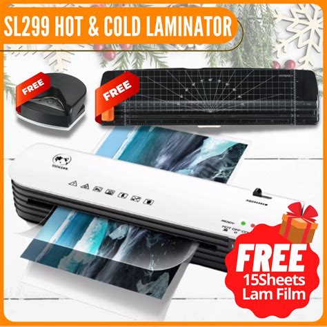 SL Laminator A HOT COLD Laminating Machine With Paper Corner Cutter FREE SHEETS LAM
