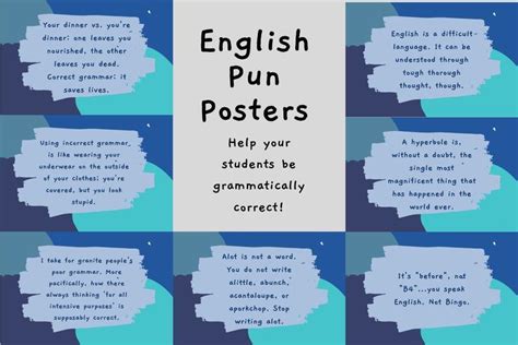 English Puns Posters-Blue in 2022 | English puns, Grammar help, Puns