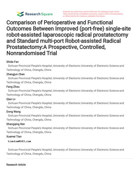 Pdf Comparison Of Perioperative And Functional Outcomes Between