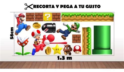 Vinil Decorativo Adherible Escenario Mario Bros Luigi