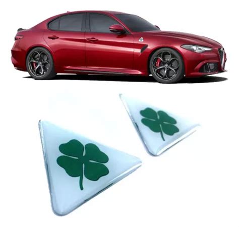 Par Adesivo Emblema Trevo Quadrifoglio Compatível Alfa Romeo