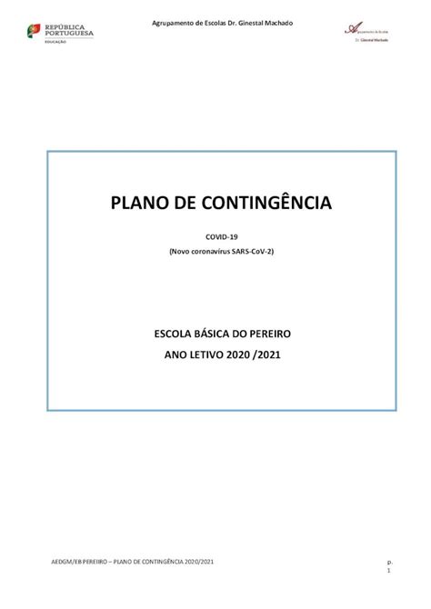 PDF PLANO DE CONTINGÊNCIA 2020 9 16 Agrupamento de Escolas Dr