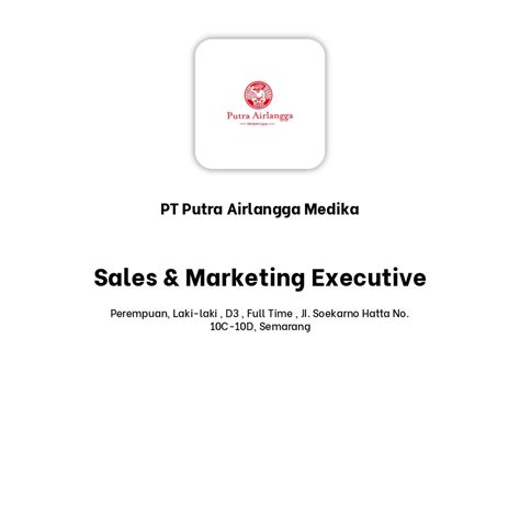 Lowongan Kerja Sales Marketing Executive Di Pt Putra Airlangga Medika