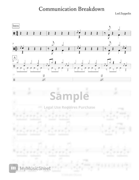 Led Zeppelin Communication Breakdown Sheets By Arkadia Drums