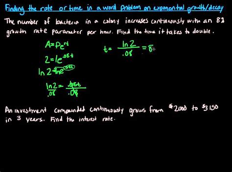 Finding The Rate Or Time In A Word Problem On Exponential Growth Or