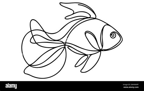 Fish In Continuous Line Art Drawing Style Minimalist Black Linear