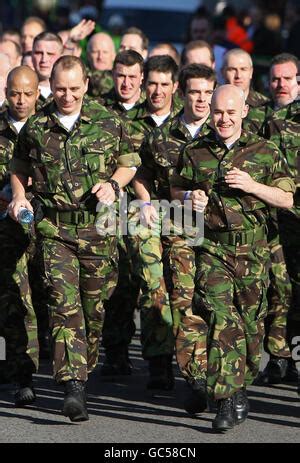 A Group Of Around 90 Former Royal Marines Joined By The Corps Of Drums