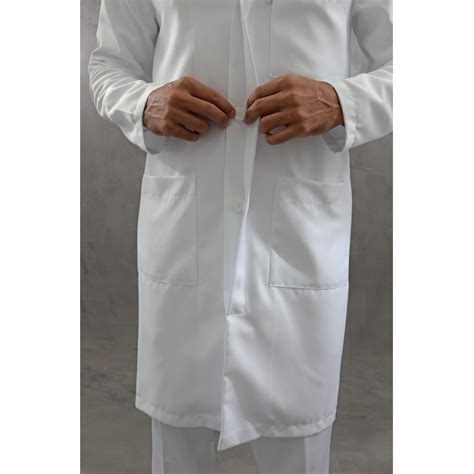 Jaleco Branco Masculino Gabardine Botão Embutido Manga Longa Gael