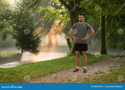 Portrait Of Young Man Doing Outdoor Activity Running Stock Image