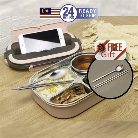 Sakura Lunch Box Stainless Steel 4 Compartment Food Container Bekas