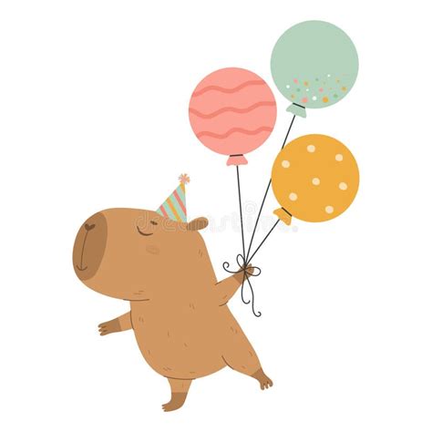 Funny Capybara Happy Birthday Greetings Stock Vector Illustration Of