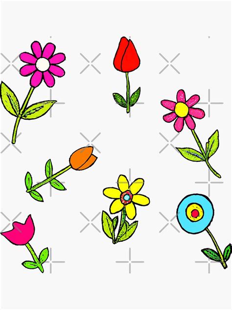 Colorful Flowers Pack Sticker For Sale By Fatfree Spam Redbubble