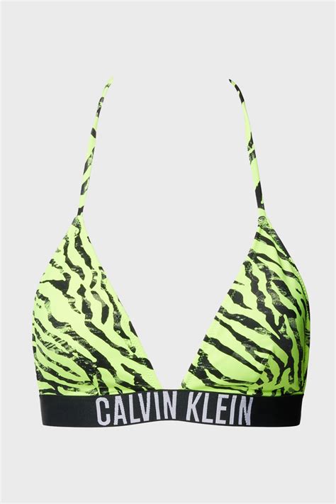 Calvin Klein Desenli Boyundan Bağlamalı Üçgen KW0KW023310IC Bayan Bikini Üstü KW0KW02331 0IC