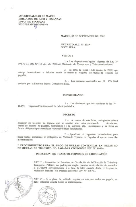 Pago de Multas Contenidas en Registro de Multas de Tránsito no