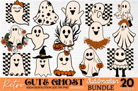 Retro Ghost Halloween Sublimation Bundle Ghost Halloween Sublimation