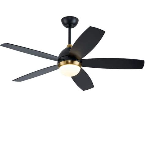 FIRHOT 52 In Smart Indoor Black Ceiling Fan With LED Light And Remote