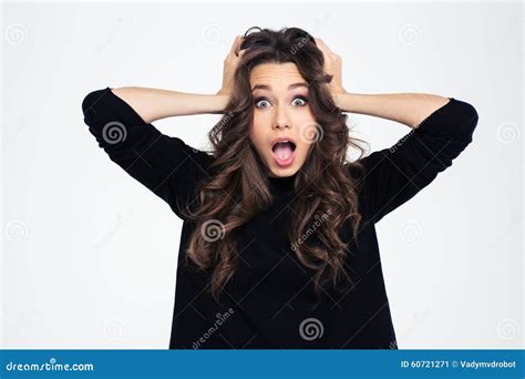 Portrait Of A Shocked Woman With Mouth Open Stock Image Image Of Hands Cute 60721271