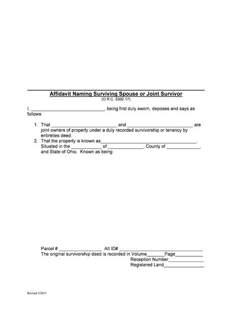 Fillable Online Fiscaloffice Summitoh Affidavit Of Surviving Spouse Or