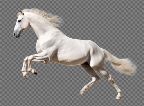 Cavalo Branco Correndo Isolado Em Fundo Transparente PSD Premium