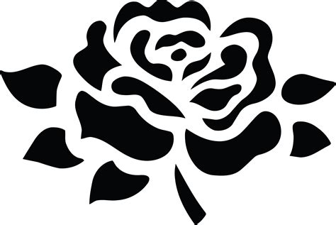 Free Clipart Of A Black And White Fully Bloomed Rose