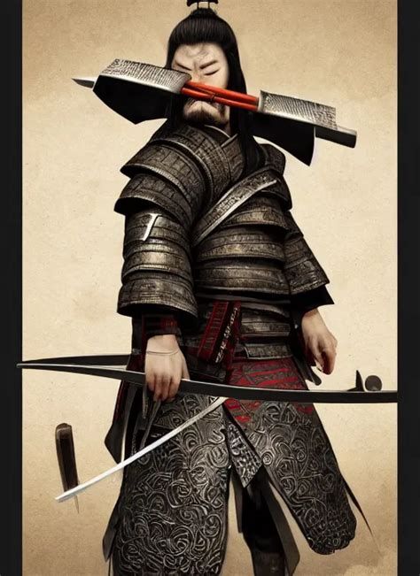 Full Portrait Of Crying Japanese Samurai Holding A Stable Diffusion