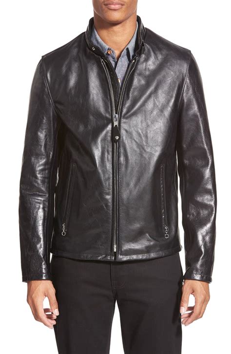 Schott Nyc Café Racer Waxy Cowhide Leather Jacket in Black Black