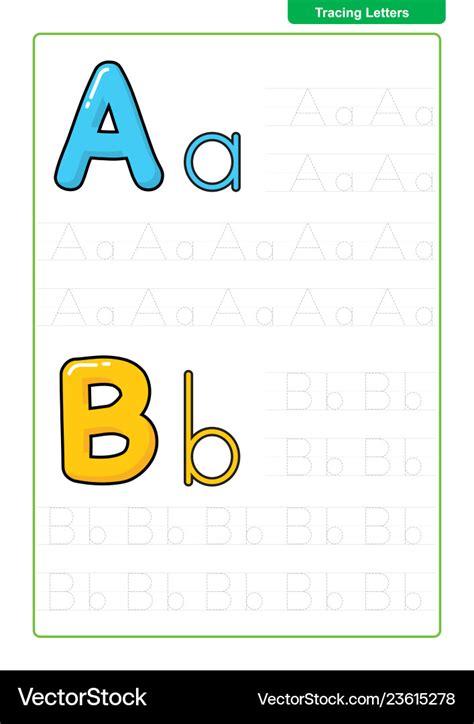 Abc alphabet letters tracing worksheet Royalty Free Vector