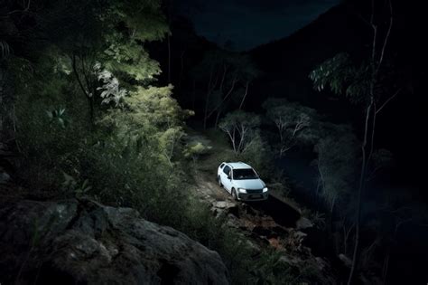 Premium AI Image | Car night forest Travel nature Generate Ai