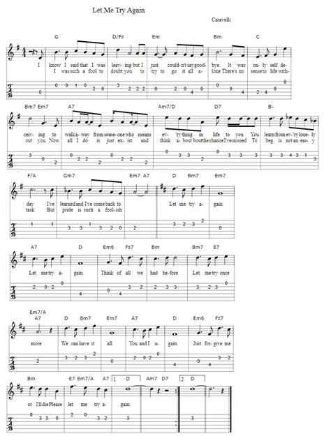 Let Me Try Again Sheet Music With Chords - Tenor Banjo Tabs