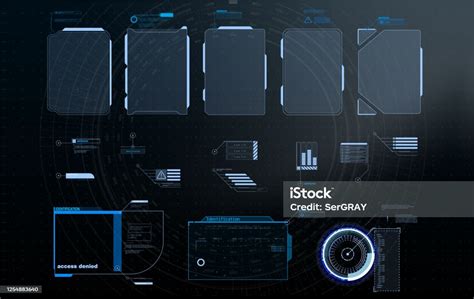 Hud Ui Gui Futuristik Bingkai Elemen Layar Antarmuka Pengguna Diatur