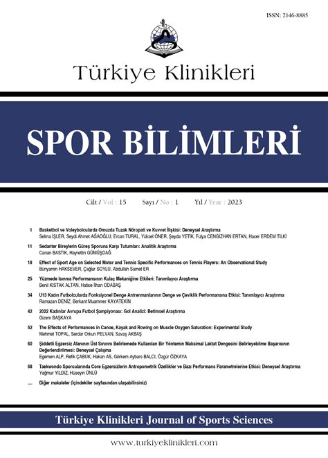 Türkiye Klinikleri Spor Bilimleri Dergisi 2023 Cilt 15 Sayı 1