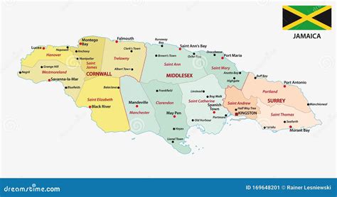 Jamaica Map And Cities Vector Illustration | CartoonDealer.com #22525510