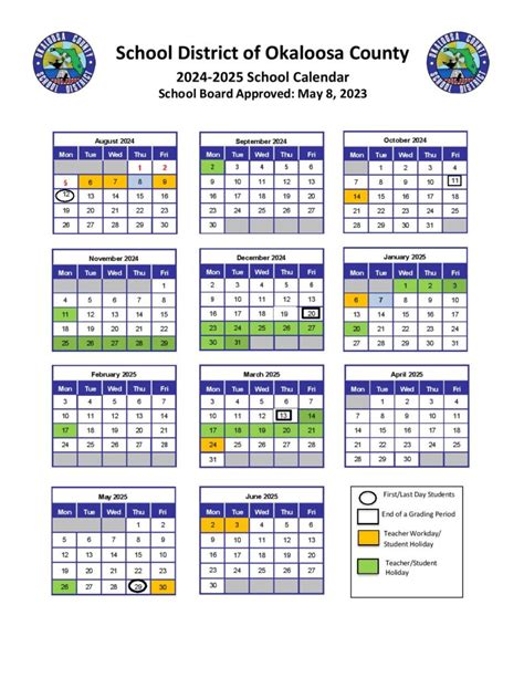 Okaloosa School Calendar Nessi Zsazsa