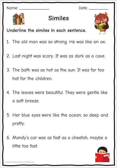 Simile Worksheets | Free English Worksheets