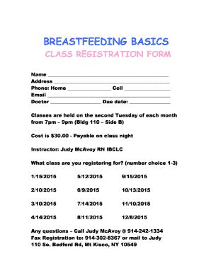 Fillable Online Breastfeeding Classes Fax Email Print Pdffiller