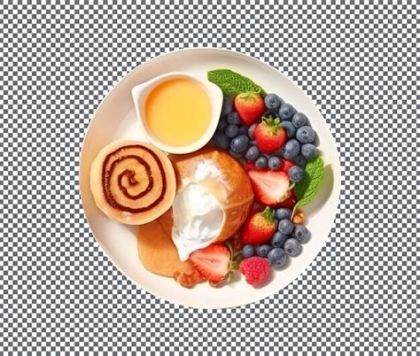 Premium PSD | Delicious breakfast plate isolated on transparent background