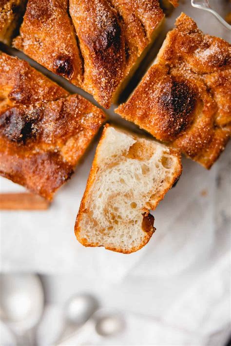 Sweet Cinnamon Sugar Focaccia Bread Baking Babe