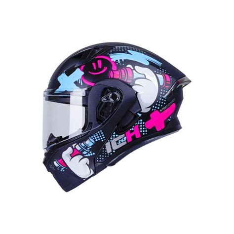 Casco Abatible Ich Dv Tagger Negro Fucsia Mate Visor Humo Cascos Pb