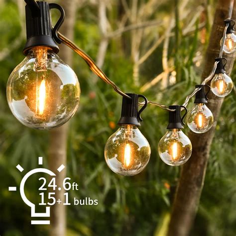 Daybetter 25ft Patio String Light Christmas G40 Led Globe Festoon Bulb