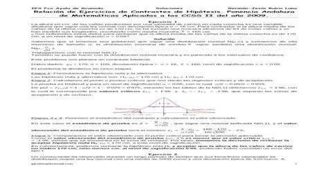 Relación De Ejercicios De Contrastes De Hipótesis Ponencia [pdf